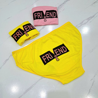 شورت نخی زنانه سایز بزرگ با چاپ FRIEND مناسب سایز ۵۰ و ۵۲